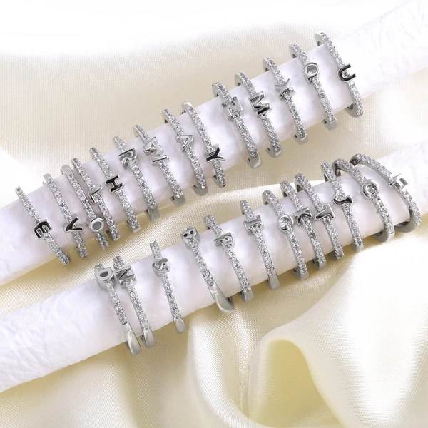 AS jewelry Europe and the United States hot selling 26 English small letter ring female copper plated 18k gold ring rih99ring