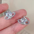 Super exquisite heart zircon earrings hot style net red planet universe earrings unique design shining earrings