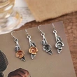 European and American new leaf flower earrings two-color retro niche simple earrings long earrings