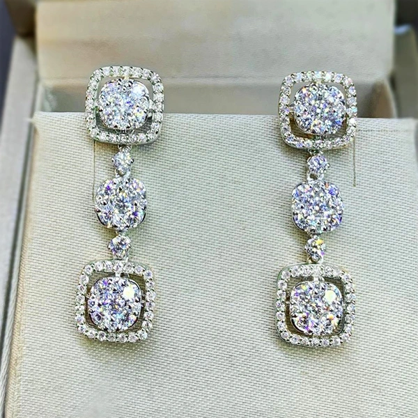 European and American new wedding accessories fashion engagement dinner luxury long earrings women exquisite bridal earrings