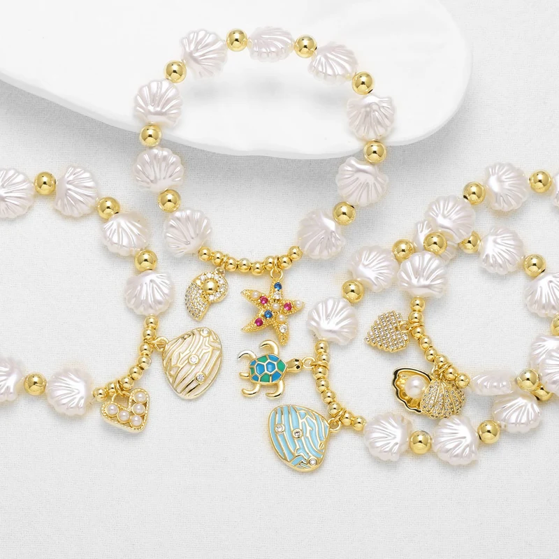 AS European and American new fashion high-end shell ocean style turtle love pendant bracelet female brh95