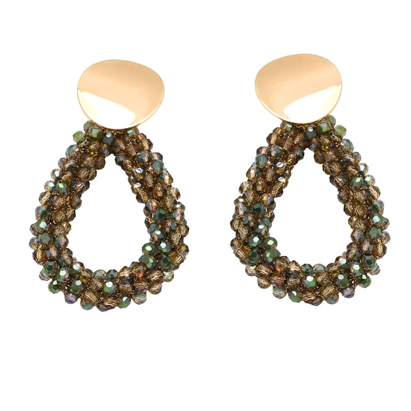 Hot selling rice bead earrings Bohemian crystal teardrop earrings hand-woven earrings era303