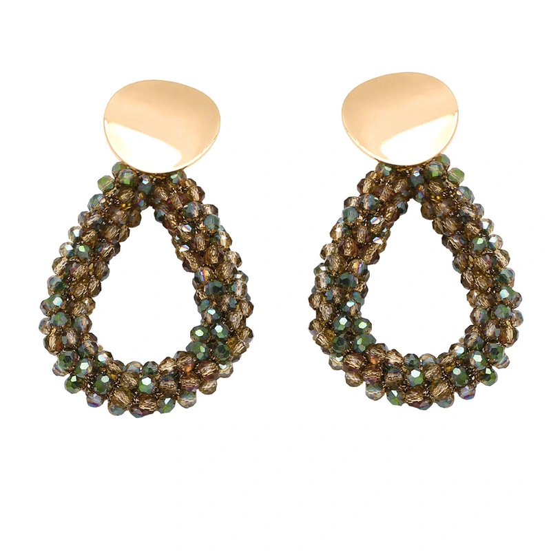 Hot selling rice bead earrings Bohemian crystal teardrop earrings hand-woven earrings era303