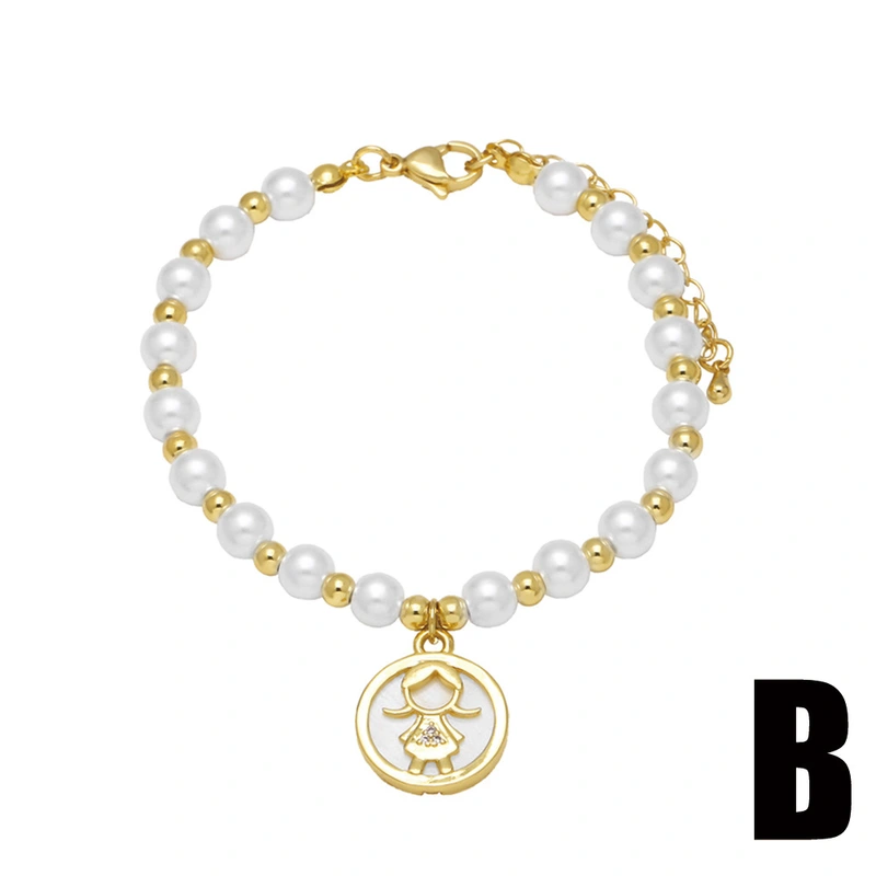 Clearance jewelry Europe and the United States hot selling pearl bracelet gold-plated full zircon boy girl love bracelet brb88
