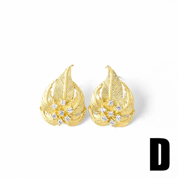 AS jewelry European and American glossy leaf flower earrings female copper plated real gold earrings earrings era071