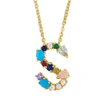 Letter necklace European and American new color zircon necklace with diamond surname English AZ letter necklace nkp25
