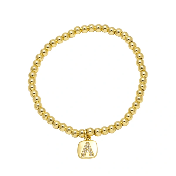 AS jewelry hot selling square 26 English letters pendant bracelet female beaded bracelet brf55