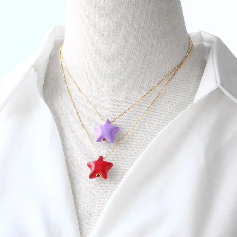 AS jewelry new oil drop five-pointed star pendant necklace clavicle chain nkb709 necklace