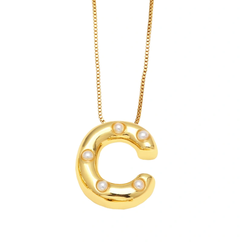 AS jewelry European and American 26 English letters pendant necklace female pearl gold-plated clavicle chain nka058