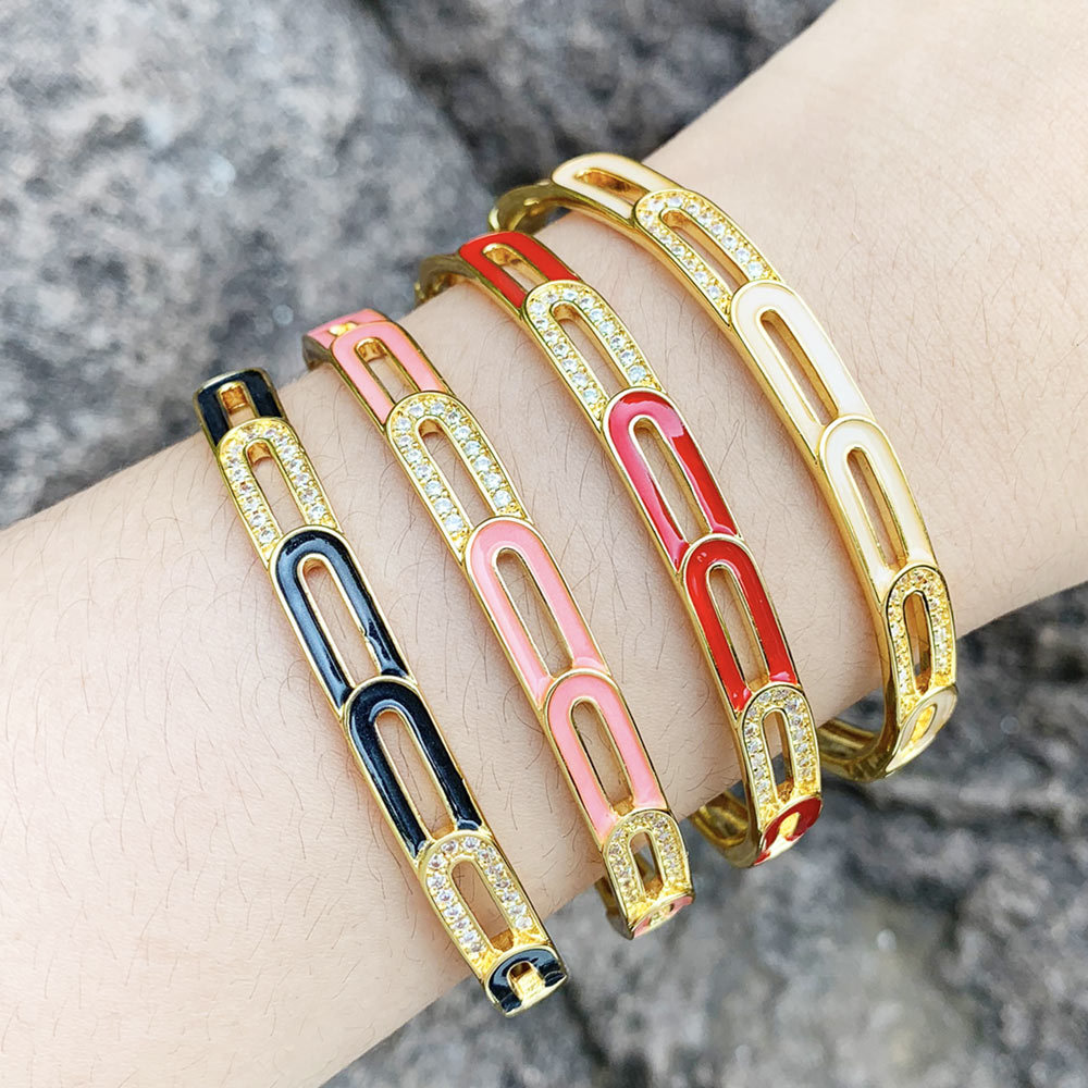 Clearance European and American style simple oil drop diamond open bracelet female niche temperament versatile geometric bracelet brj11