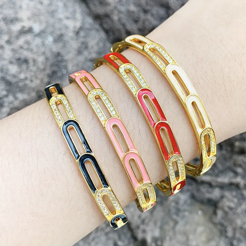 Clearance European and American style simple oil drop diamond open bracelet female niche temperament versatile geometric bracelet brj11