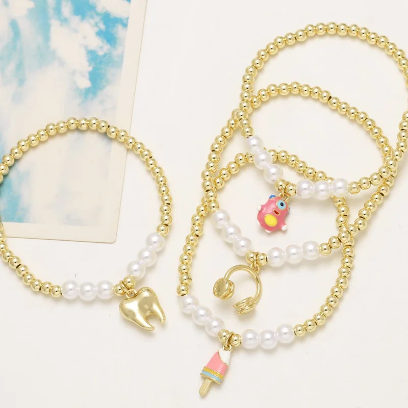 AS jewelry tooth ice cream bracelet female gold-plated oil drop pearl bracelet hand jewelry brh07