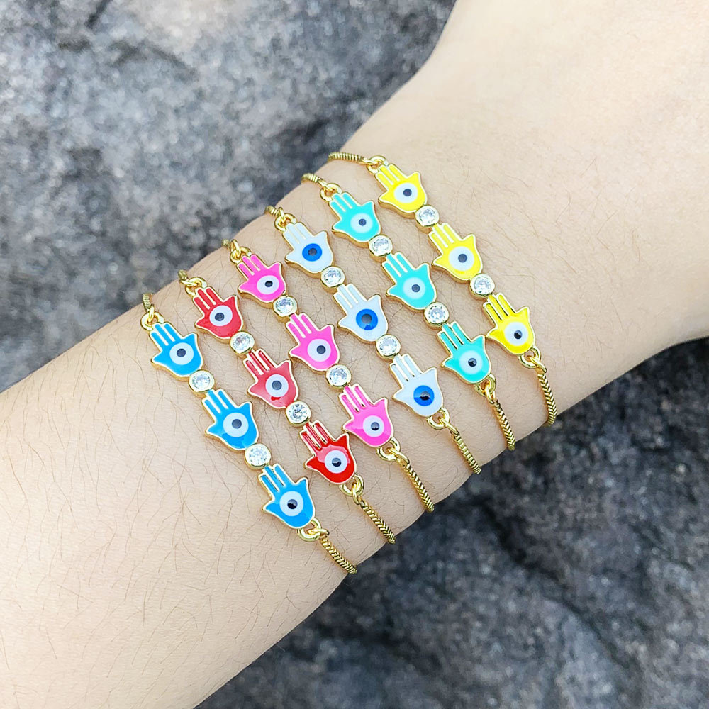 Clearance hot selling hand jewelry personality multi-color oil drop Fatima hand bracelet style fashion bracelet brk13