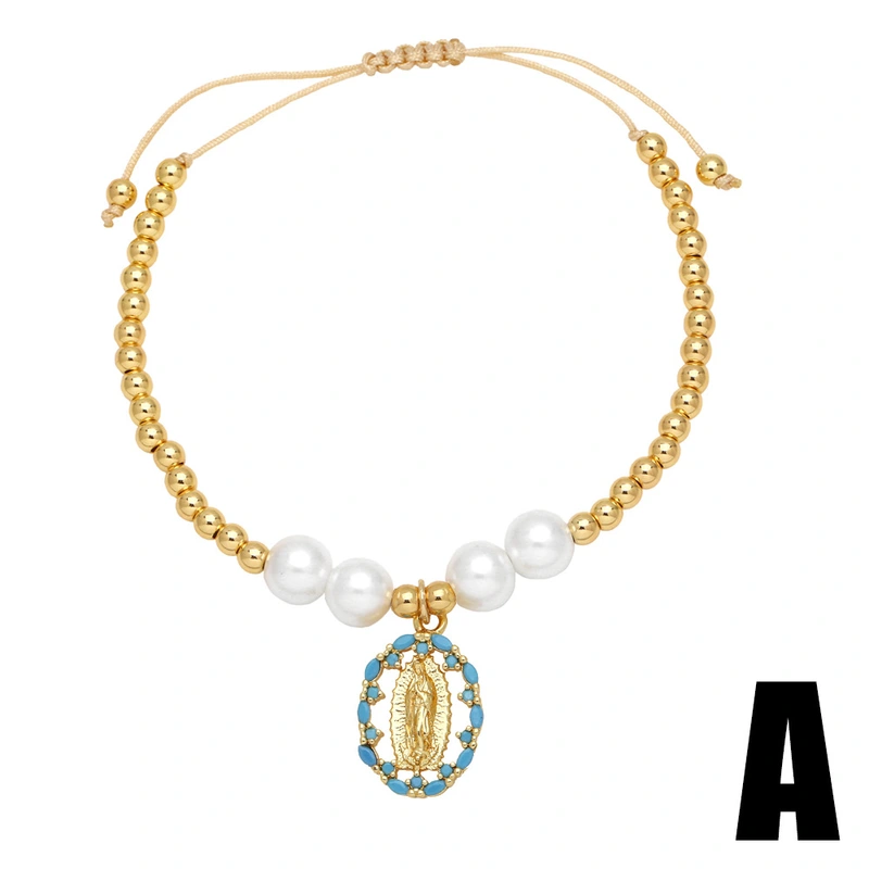 AS jewelry hot selling Virgin Mary pendant bracelet gold-plated zircon bracelet bre01