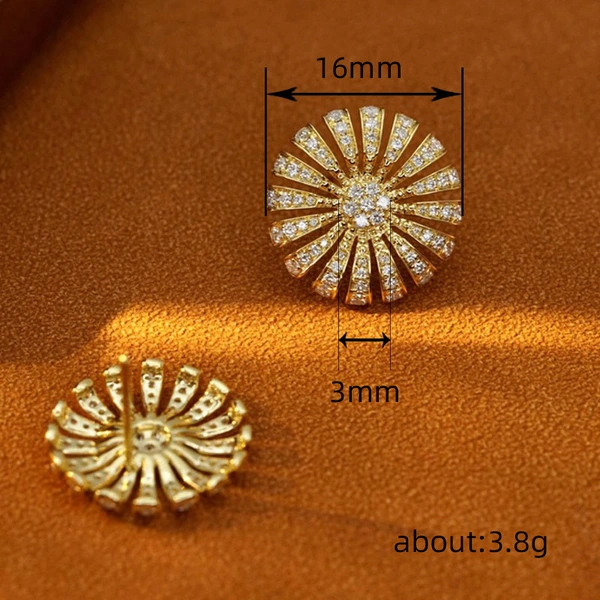  Light luxury style micro-inlaid zircon earrings exquisite sunflower popular earrings fashionable temperament high-end earrings