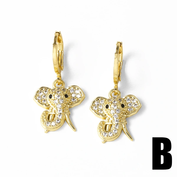 AS jewelry European and American simple fashion copper plated real gold animal bear elephant earrings ear buckle earrings era061