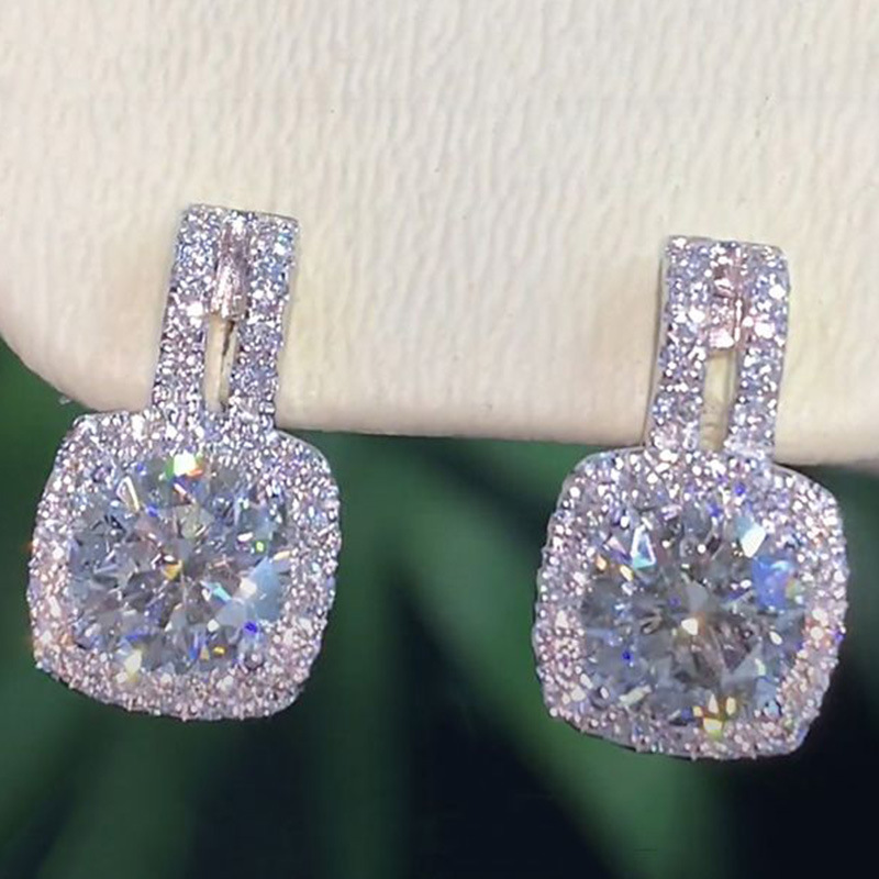 New Korean style earrings, simple round diamond zircon earrings, European and American celebrity style hot items