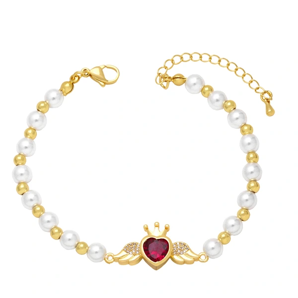 Clearance trend personality sweet cool style love bracelet female net red pearl bracelet colored diamond peach heart bracelet brj96