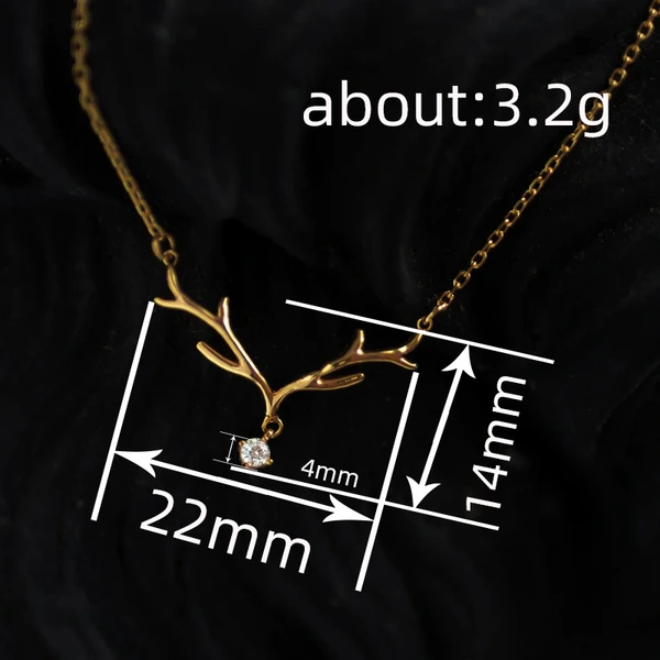  Simple large deer antler pendant necklace inlaid with zircon fashion jewelry women's Christmas holiday classic necklace