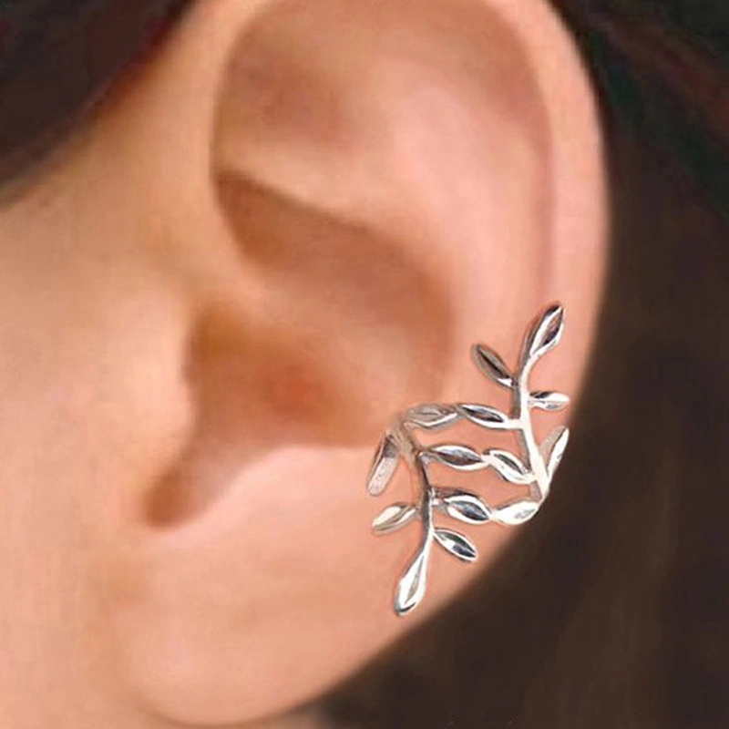 Leaf ear clip for women without piercings Korean simple fresh forest retro student ear bone clip