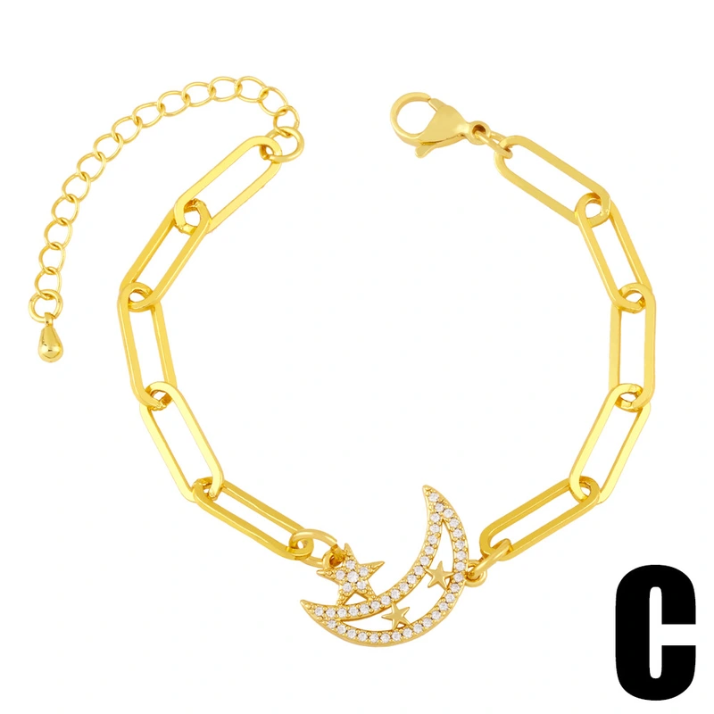 Clearance European and American Cuban chain bracelet niche design style star moon splicing bracelet female bre30