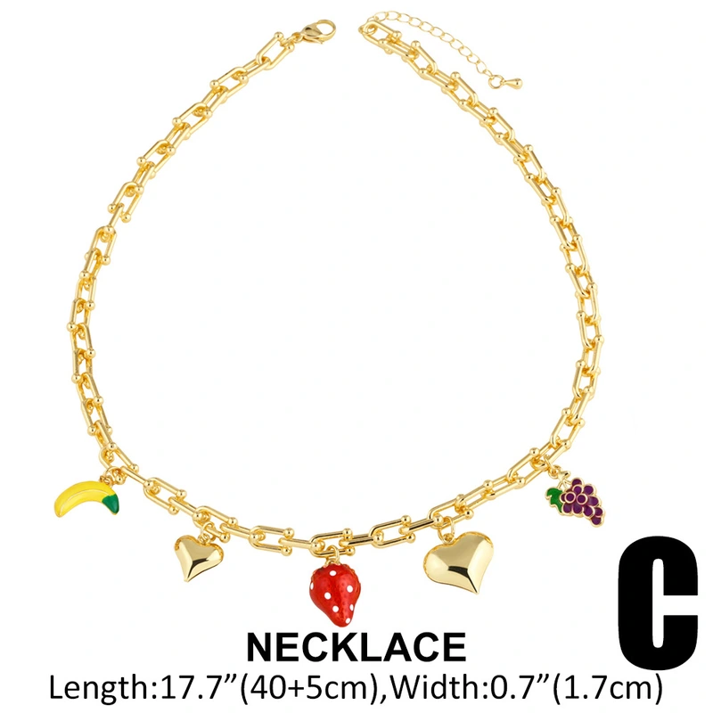 Clearance AS jewelry hot sale love fruit strawberry oil drop women's gold-plated clavicle necklace nka093