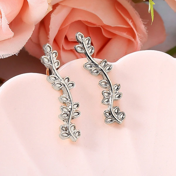    New jewelry natural popular multi-layer leaf earrings curved branch leaf earrings