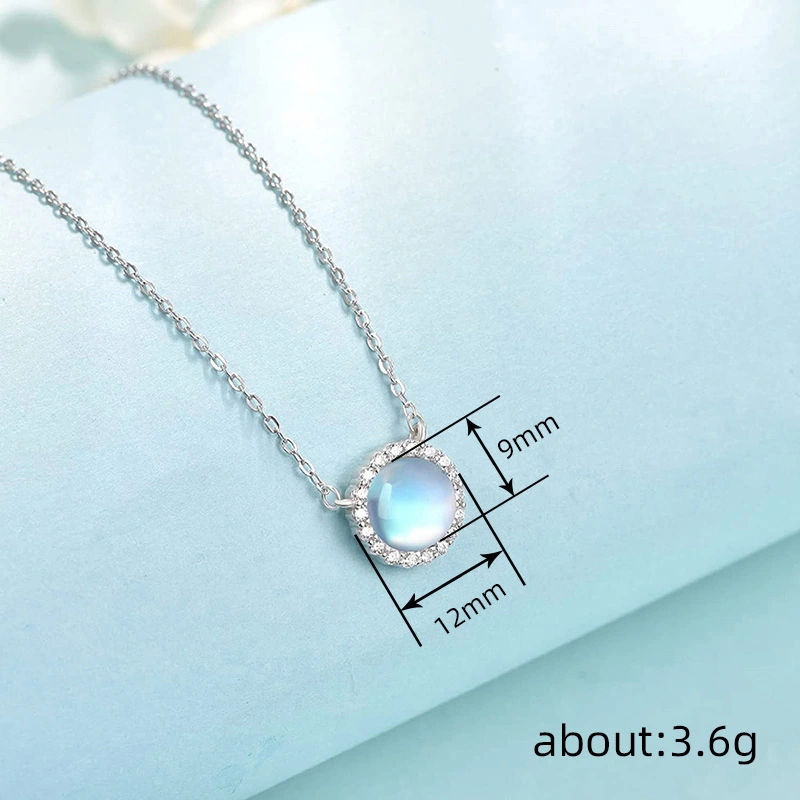 Elegant and lustrous pendant necklace, hot selling imitation moonstone, popular and fashionable niche design