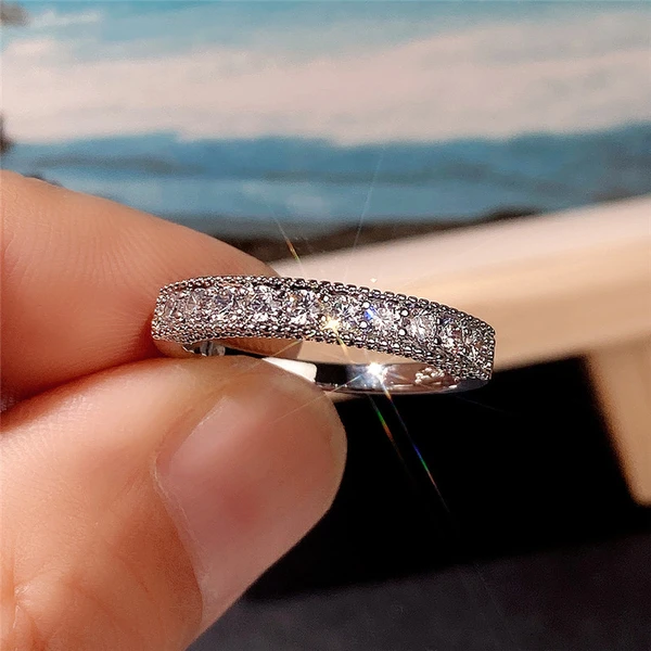 Independent station new copper plate inlaid zircon couple ring e-commerce unisex ring