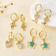AS jewelry hot selling inlaid zircon heart flower copper plated real gold earrings earrings female err06