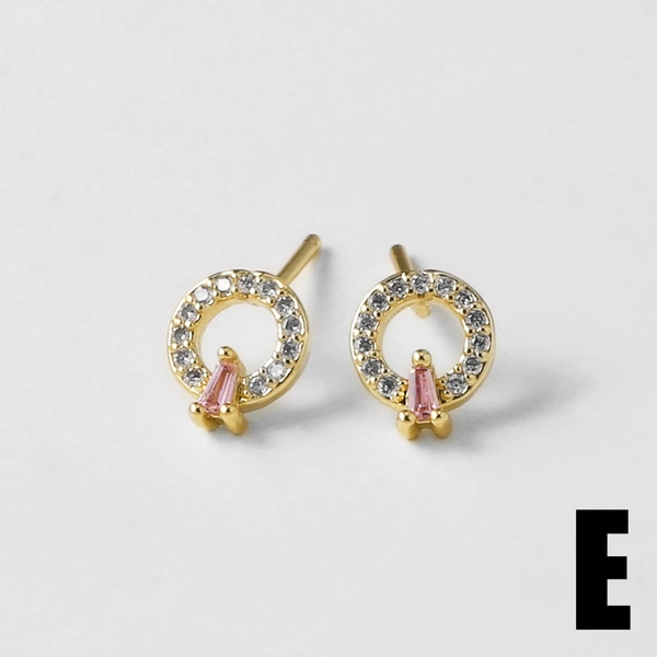 AS jewelry European and American micro-inlaid zircon C-shaped love pendant earrings copper plated 18k gold earrings earrings ert73