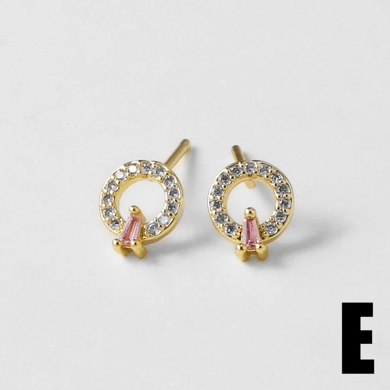 AS jewelry European and American micro-inlaid zircon C-shaped love pendant earrings copper plated 18k gold earrings earrings ert73