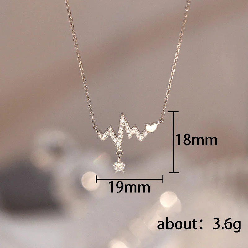 The same style of jewelry light luxury niche beating heart pendant necklace electrocardiogram necklace clavicle necklace for women