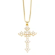 European and American jewelry micro-inlaid colored zircon cross pendant necklace hip hop retro clavicle chain nks87