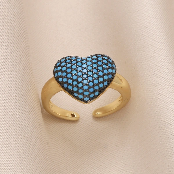 Clearance European and American inlaid colored zircon love ring female personality all-match gold-plated open ring rin14