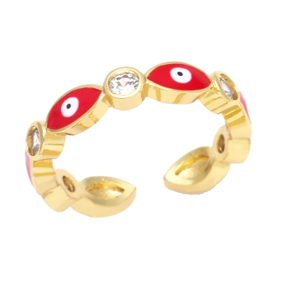 Clearance jewelry men and women open copper ring European and American inlaid zircon color drop oil creative eye ring rip18
