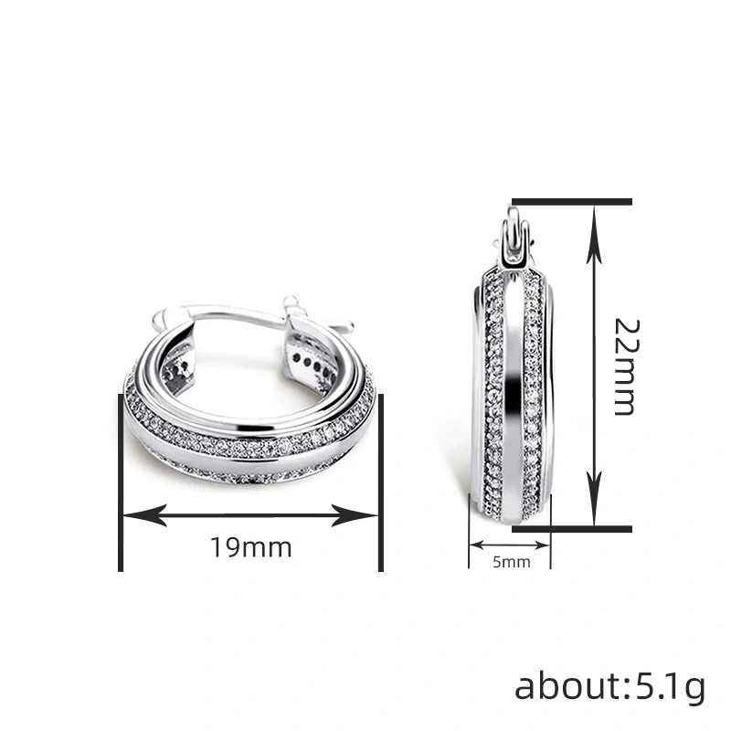  Factory direct sales French metal earrings for women, fashionable and personalized, micro-inlaid zircon jewelry, elegant and exquisite