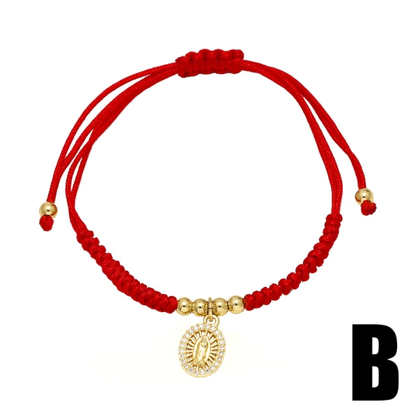 AS jewelry European and American red rope Madonna cross pendant bracelet gold-plated tennis racket hand jewelry female bra84
