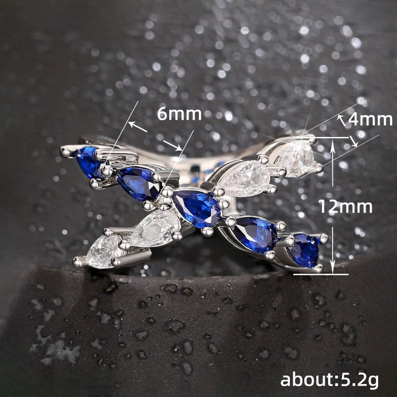 Cross two-color teardrop ring female classic fashionable creative versatile ring contrast color smart dance female ring