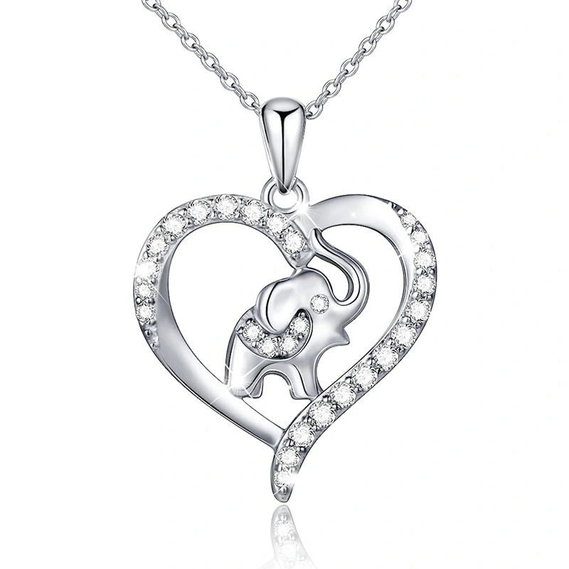  Hot selling animal necklaces in Europe and America, high-end and versatile elephant necklaces, heart-shaped clavicle chains