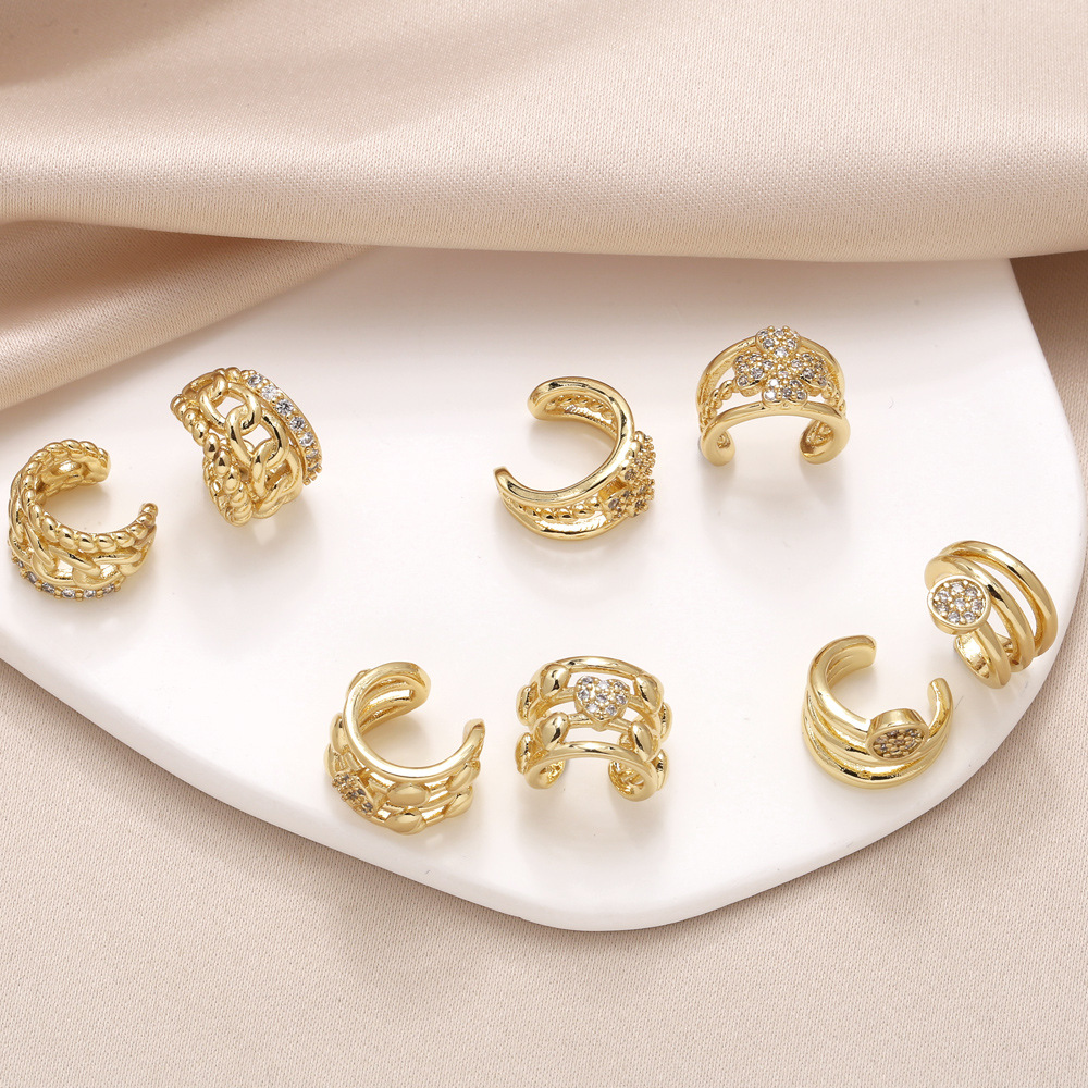 AS jewelry earrings European and American C-shaped earrings female gold-plated zircon ear bone clip earrings era106