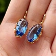 New European and American retro palace colored gemstone series inlaid zircon octagonal buckle earrings ear hooks