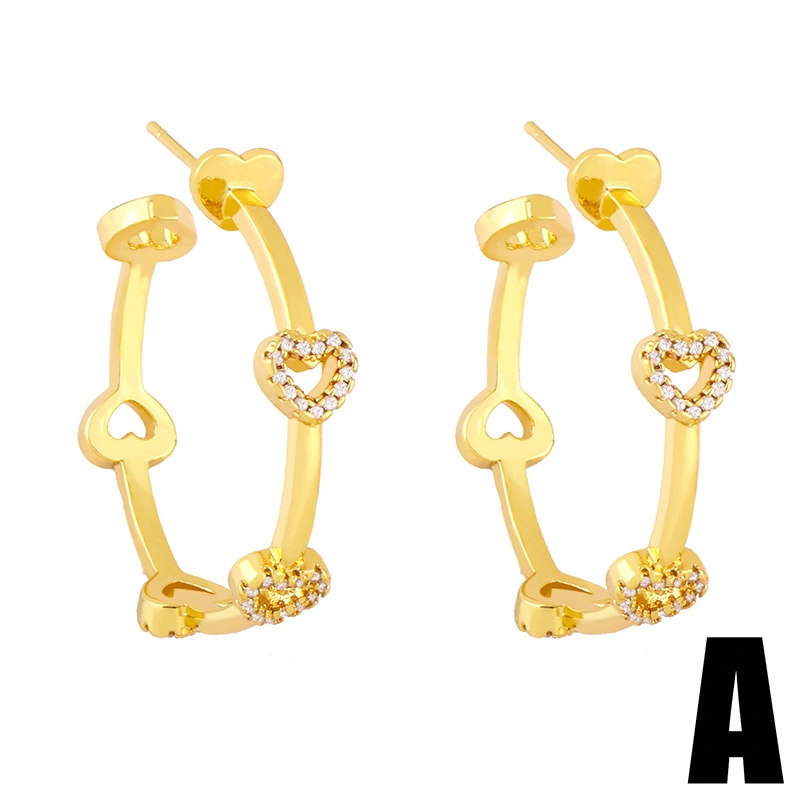 Clearance cold style simple C-shaped love zircon earrings female European and American Internet celebrity temperament geometric earrings erx88