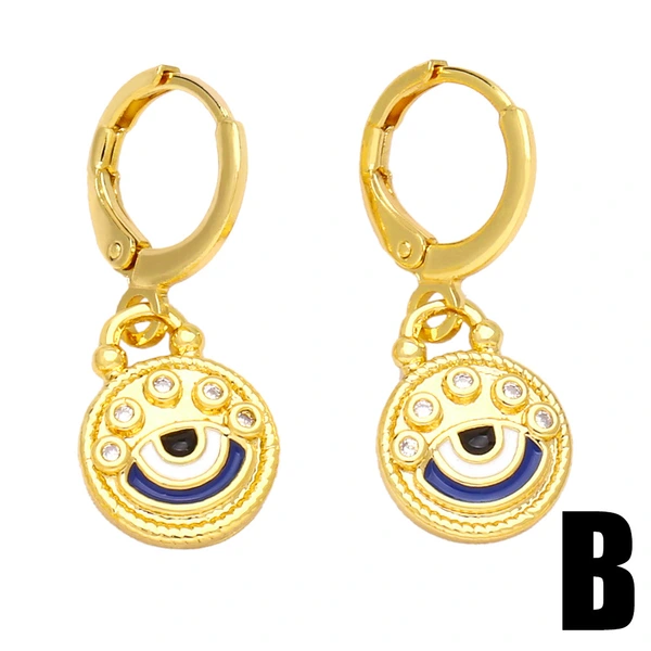 European and American personality earrings devil eye earrings colored zircon oil drop eye earrings ear buckle era200