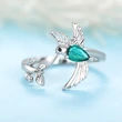  Inlaid zircon design ring for women bird branch opening adjustable ring fashion hot style single ring