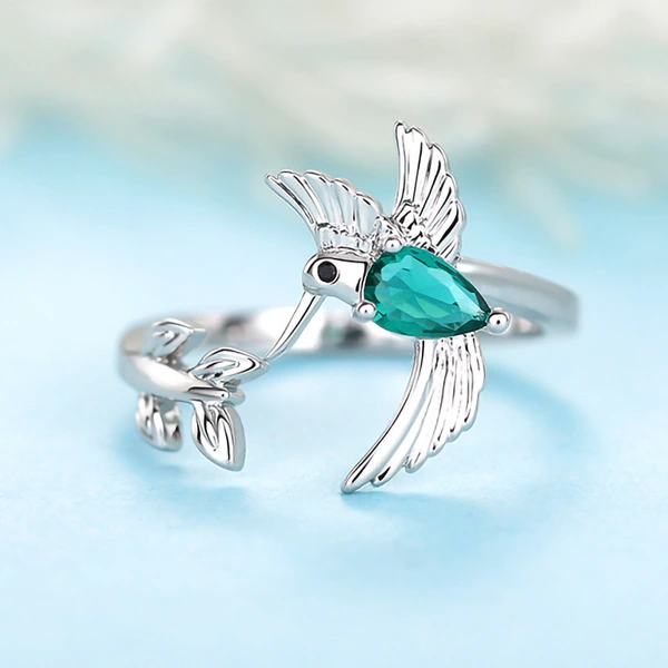  Inlaid zircon design ring for women bird branch opening adjustable ring fashion hot style single ring