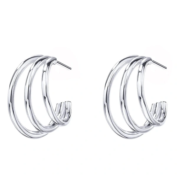  Fashionable and simple multi-layer line earrings French temperament elegant daily wear geometric design sense jewelry