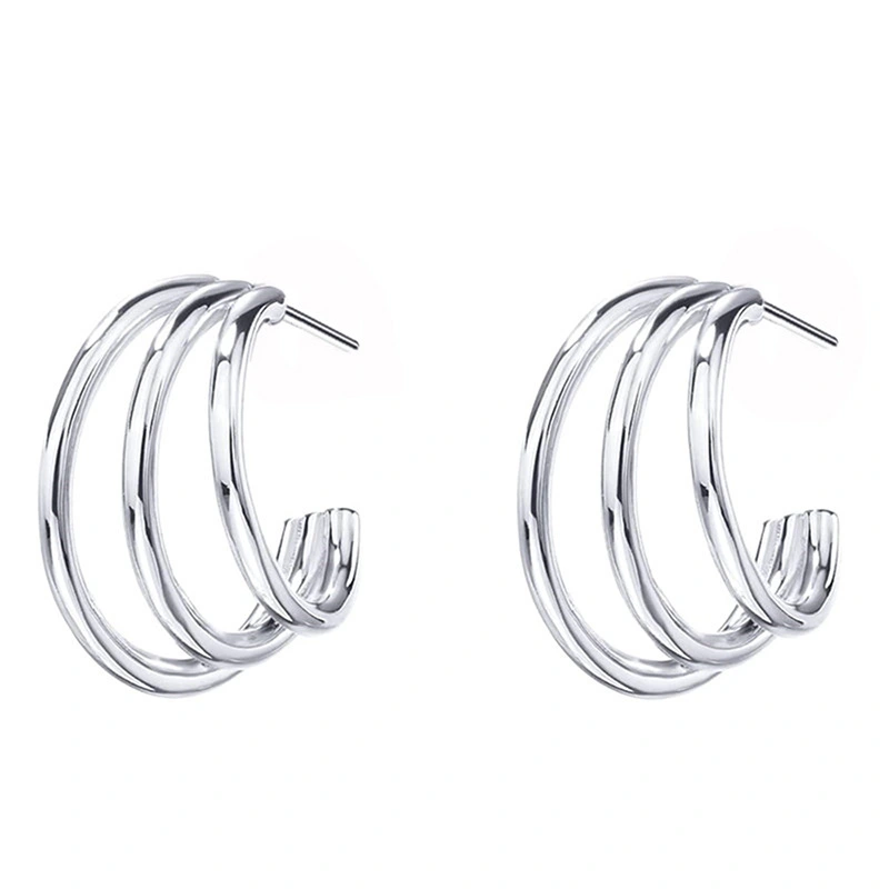  Fashionable and simple multi-layer line earrings French temperament elegant daily wear geometric design sense jewelry