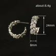 Korean fashion exquisite high-end earrings teardrop-shaped temperament C-shaped earrings plant leaf earrings