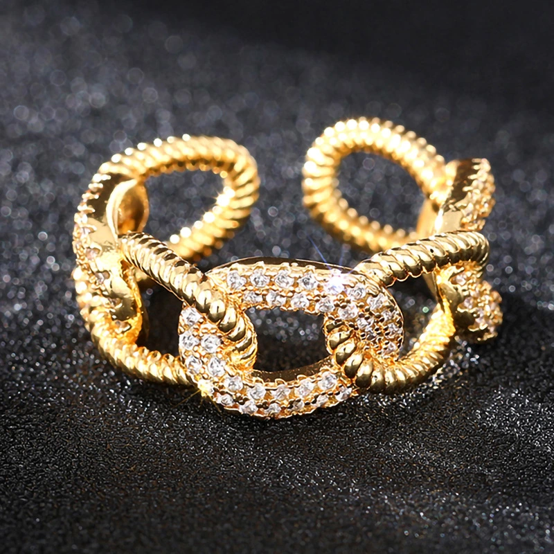  Tie knotted rope buckle geometric ring for women fashion inlaid zircon ring trendy couple meaning gift